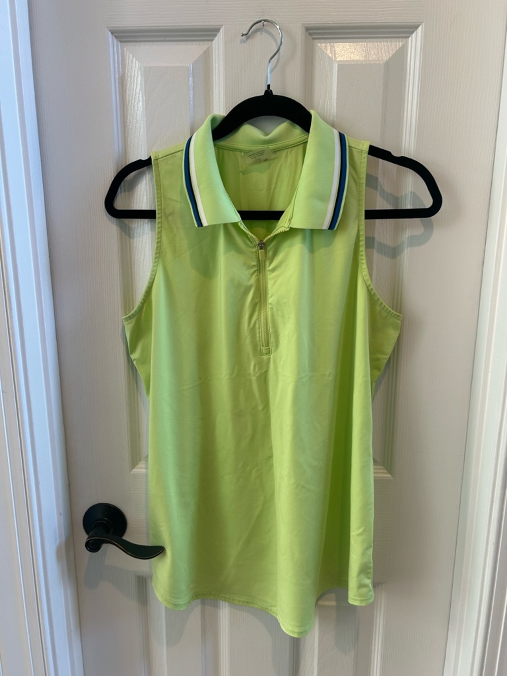 Jofit Sleeveless Zip Polo Top - Lime Green